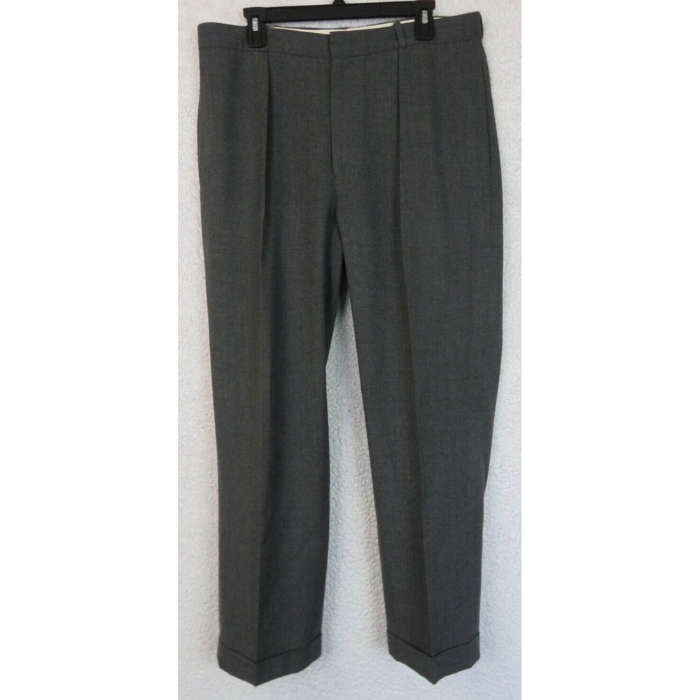 Mens Vintage Polo Ralph Lauren Wool Gray Pleated Dress Pants Slacks 35x30